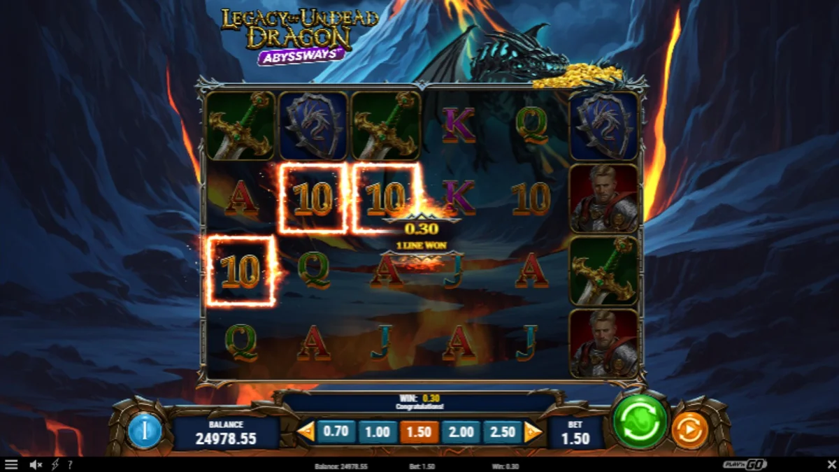 Legacy of Undead Dragon Abyssways স্লট গেমের ড্রাগন থিমযুক্ত গ্রিড